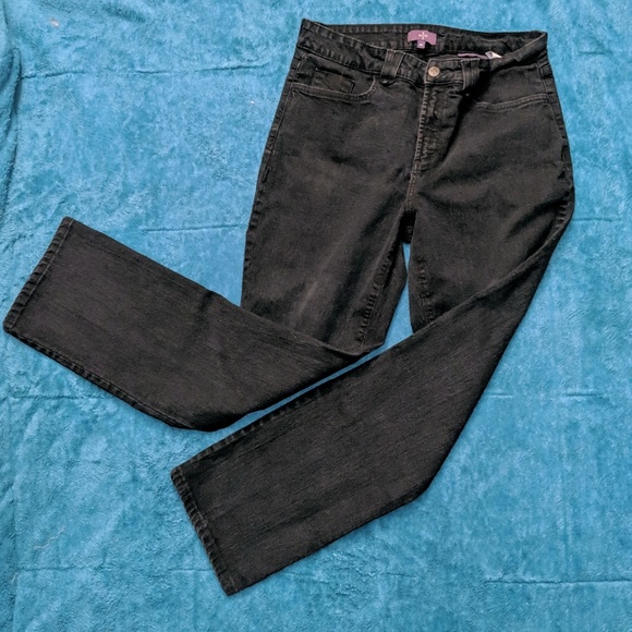 👖NYDJ Black Straight Leg Jeans Size 10 VGUC - Picture 2 of 8